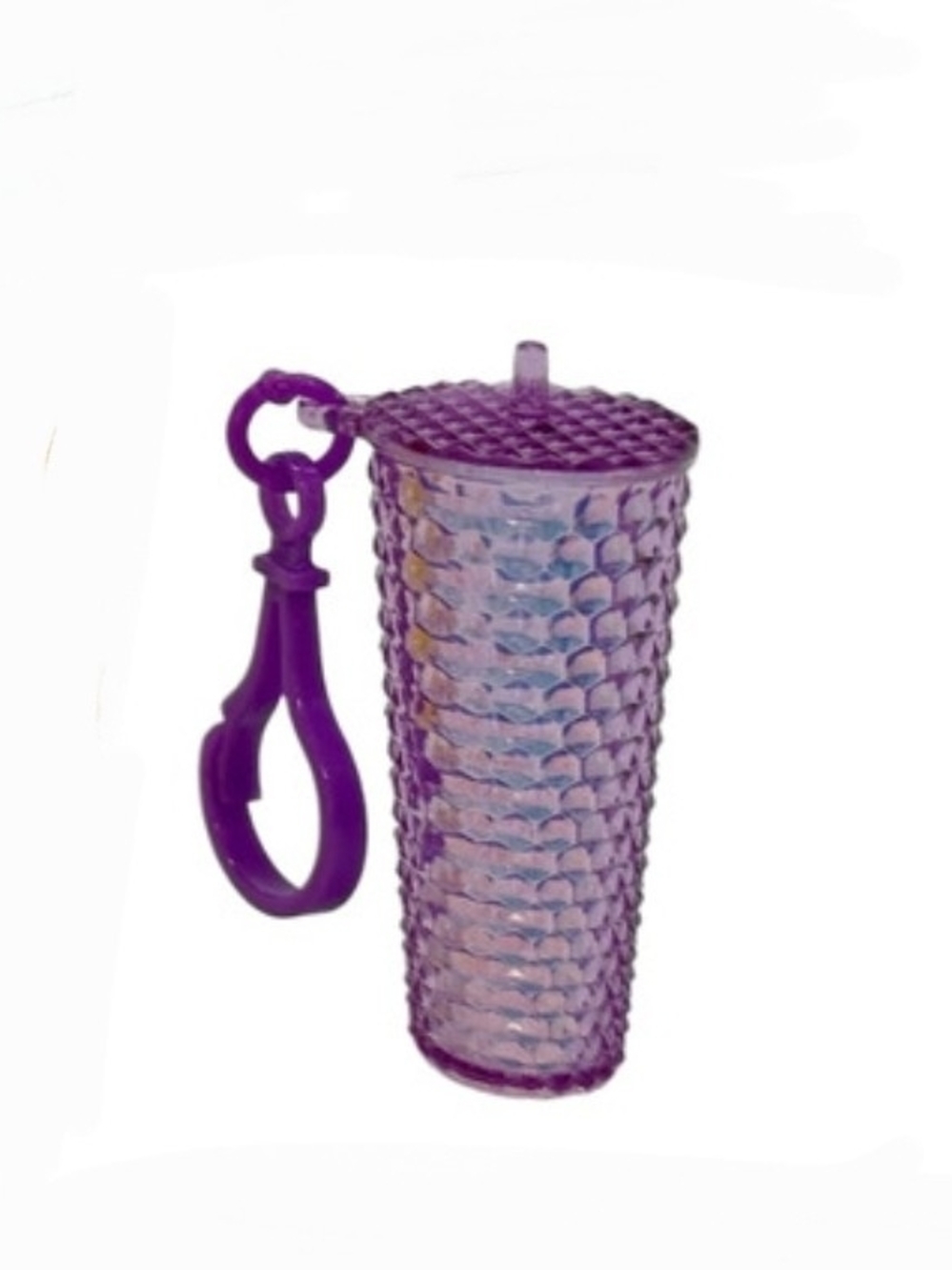 Purple Mini Textured Tumbler Keychain with Straw BNIB